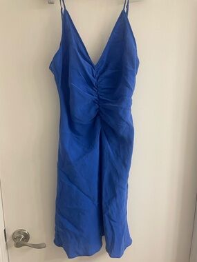 Zara Blue Ruched Slip Dress